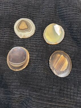 Natural Agate Stone Coasters - Brown and Cream Set of 4